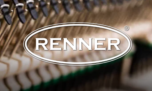 Renner-Logo vor einer Klaviermechanik mit Hammerköpfen