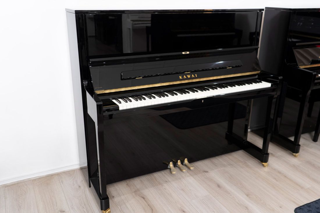 Kawai K-500 gebraucht mit AnyTimeX Silent-System, Baujahr 2016, schwarz poliert